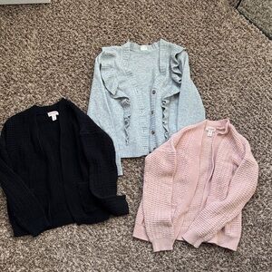 Cat & Jack |  Cardigan Set - Black, Gray, and Pink